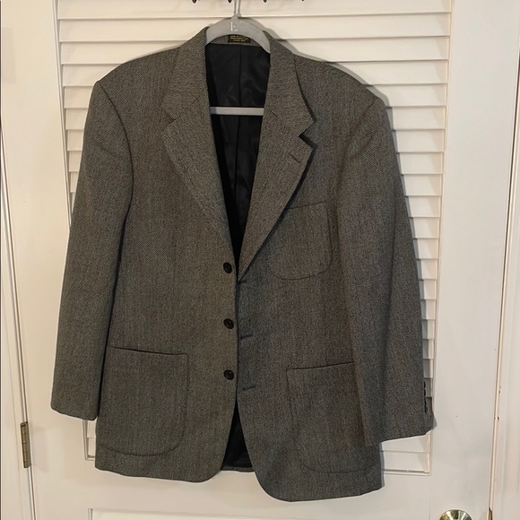 Oscar de la Renta Wool Brown Tweed Blazer with Notched Lapels Classic - Picture 1 of 11